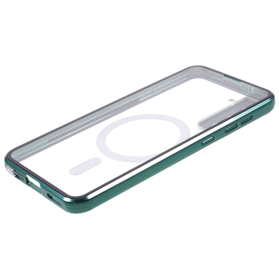 Magnetické puzdro Dual Glass MagSafe pre Samsung Galaxy S21+ Plus, zelený