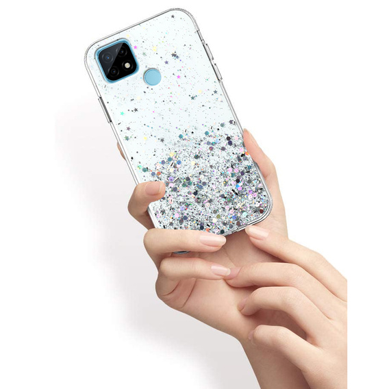 Obal na mobil pre Realme C21, Glittery, priehľadné