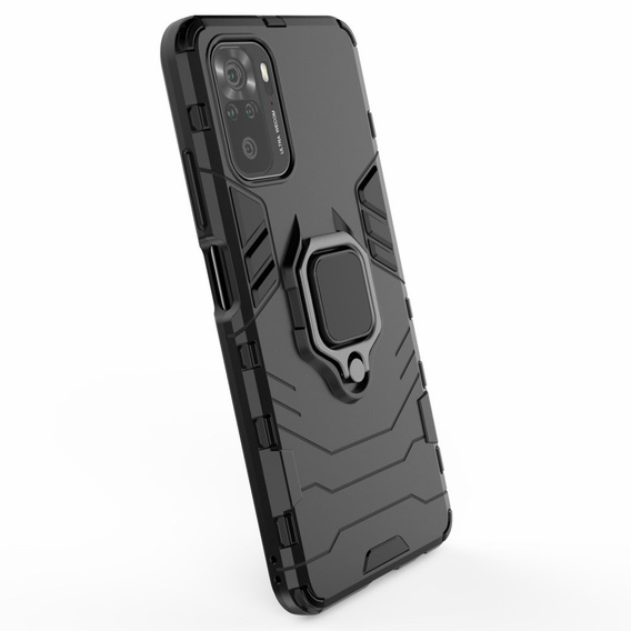 Obal na mobil pre Xiaomi Redmi Note 10/10S, Kickstand Ring, čierne