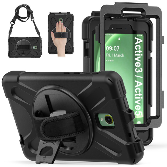 Obrnené puzdro pre Samsung Galaxy Tab Active 3 T570 / 5 X306B, ochranné 360 so slotom na stylus, čierne