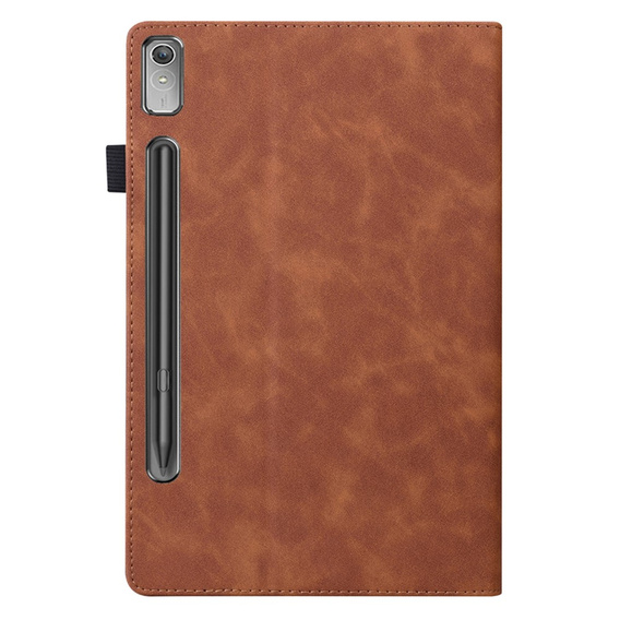 Puzdro pre Lenovo Tab P12, Classic, s priestorom pre stylus, hnedé