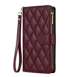 Puzdro s chlopňou pre Samsung Galaxy S25 Edge, Rhombus Crossbody Leather, bordové