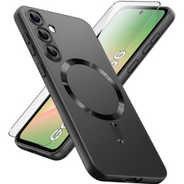 Puzdro pre Samsung Galaxy A56, ColorMag, pre MagSafe, čierne + tvrdené sklo 9H