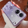 Puzdro pre Oppo A78 4G, Glitter Flower, fialové