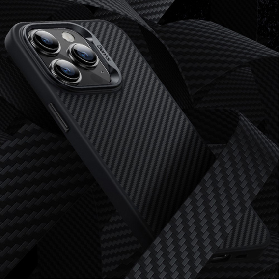 Puzdro BENKS Kevlar pre iPhone 15 Pro, pre MagSafe, Carbon Fiber, čierne