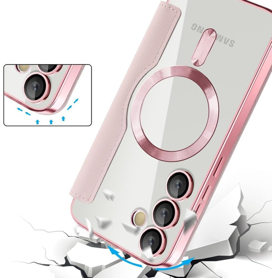 Klapkové puzdro pre Samsung Galaxy S25 FE, RFID Wallet MagSafe CamShield, ružové