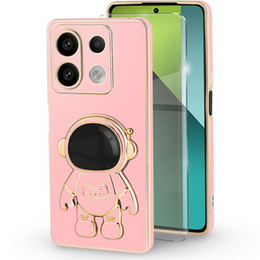 Puzdro pre Xiaomi Redmi Note 13 Pro 5G, Astronaut, ružové + tvrdené sklo 9H