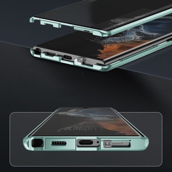 Puzdro pre Samsung Galaxy S23 Ultra, Magnetic Dual Glass, zelený