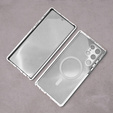 Magnetické puzdro Dual Glass MagSafe pre Samsung Galaxy S23 Ultra, strieborné