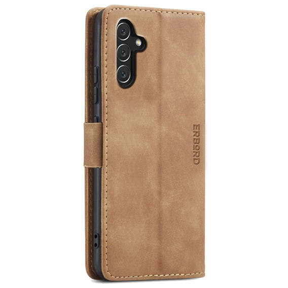 Puzdro pre Samsung Galaxy A14 4G/5G, ERBORD Vintage, peňaženka s chlopňou, hnedé