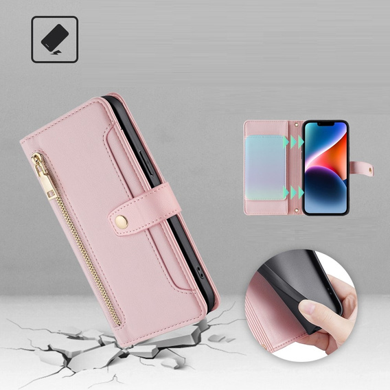 Klapkové puzdro pre Xiaomi Redmi Note 13 Pro+, Wallet Zipper Pocket, ružové
