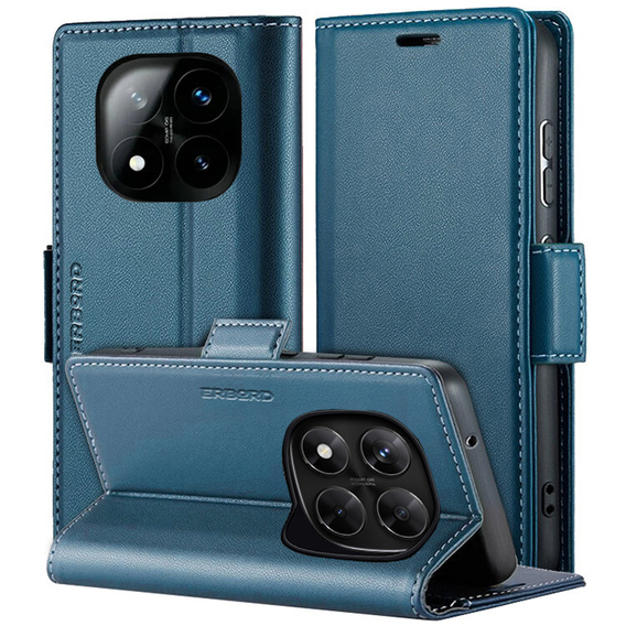 Puzdro pre Xiaomi Redmi Note 14 Pro+ 5G / Xiaomi Poco X7 5G / Xiaomi Redmi Note 14 Pro 5G, ERBORD Glossy Litchi, flipová peňaženka, modré