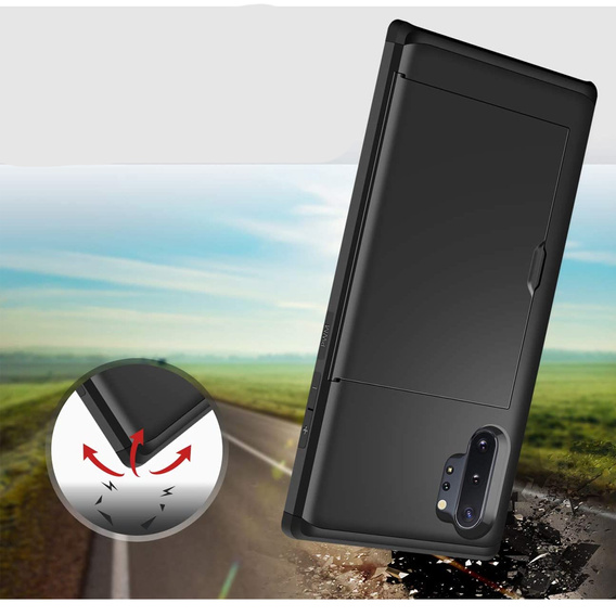 Obal na mobil pre Samsung Galaxy Note 10+ Plus, Sliding Card Holder, čierne