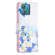 Klapkové puzdro pre Motorola Edge 40 Neo, Wallet, butterfly & flowers, biele