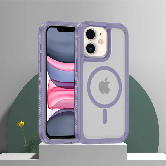Puzdro s rámom pre iPhone 11, pre MagSafe, transparentné / fialové