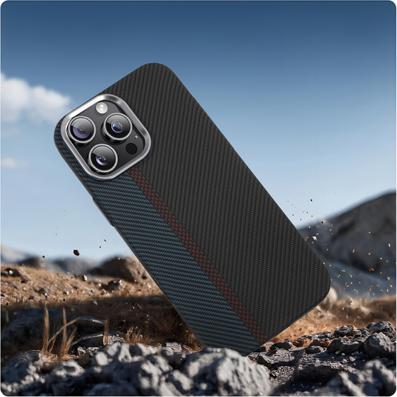 Puzdro pre iPhone 13 Pro Max, Carbon Fiber MagSafe, čierna / modrá