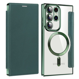 Klapkové puzdro pre Samsung Galaxy S23 Ultra, RFID Wallet MagSafe CamShield, zelený