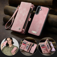 CASEME puzdro pre Samsung Galaxy A56 5G, Retro Leather Wallet, s remienkom, ružové