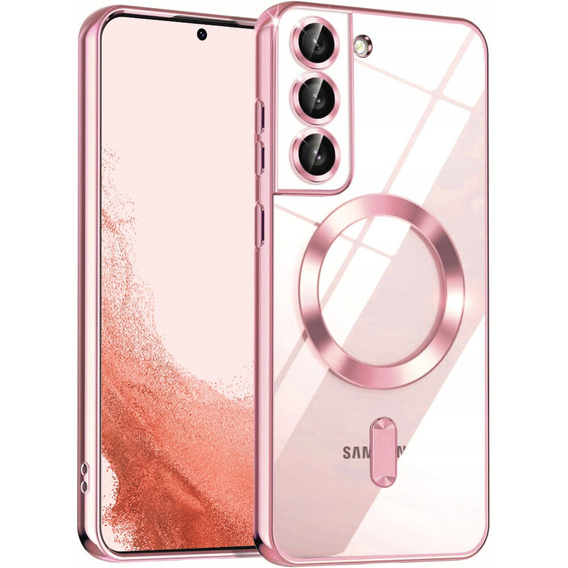 Puzdro pre Samsung Galaxy S22, Electro MagSafe, ružové rose gold + sklo na displej