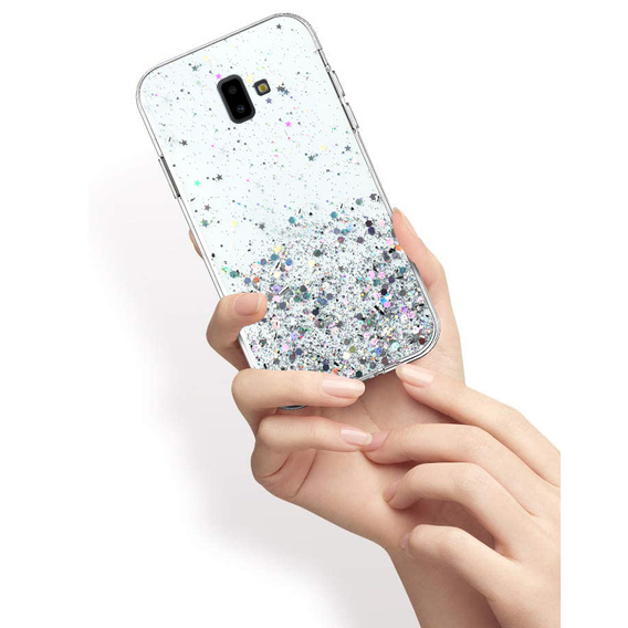 Obal na mobil pre Samsung Galaxy J6 Plus, Glittery, priehľadné