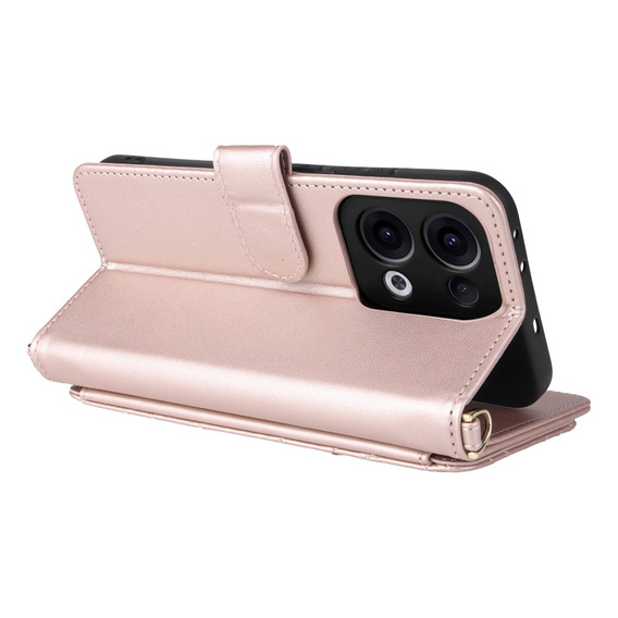 Puzdro s chlopňou pre Oppo Reno 13 5G, Crossbody Leather Wallet, ružové