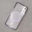 Magnetické puzdro Dual Glass MagSafe pre Samsung Galaxy S23+ Plus, strieborné