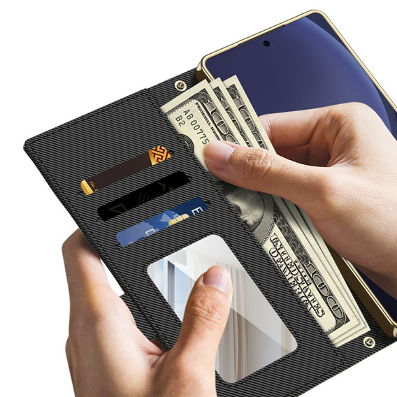 Flipové puzdro pre Samsung Galaxy S25 Ultra, GKK Mirror Wallet, čierne