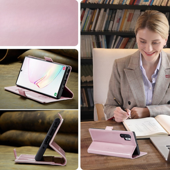 CASEME flipové puzdro pre Samsung Galaxy Note 10 Plus, Waxy Textured, ružové