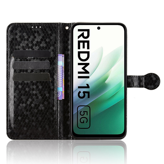 Klapkové puzdro pre Xiaomi Redmi 15 5G / 4G, Wallet Rhombus, čierne