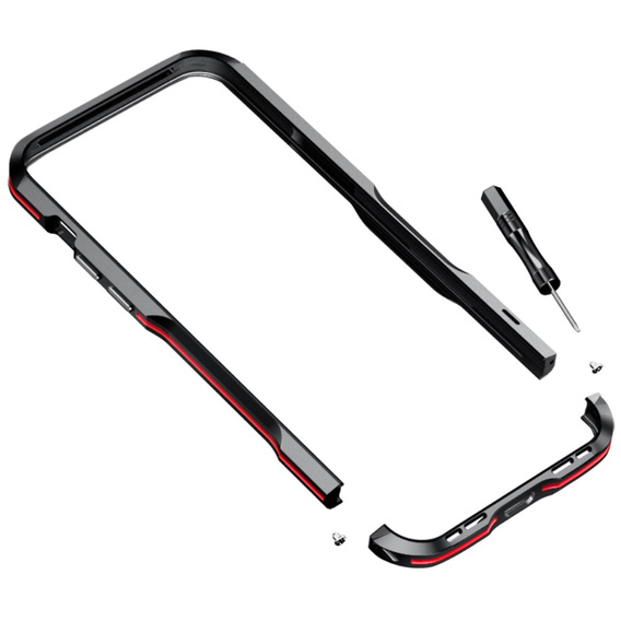 Puzdro LUPHIE pre iPhone 14, Armor Bumper, čierna / červená