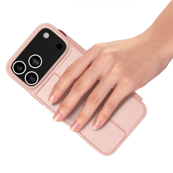 Puzdro Dux Ducis pre iPhone 17 Pro, Skin Pro, s chlopňou, s otvorom na kartu, ružové