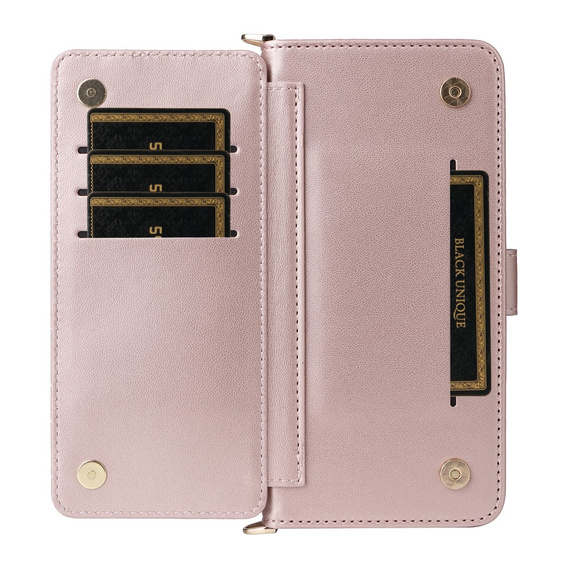 Puzdro s chlopňou pre Xiaomi Poco F7 Ultra, Crossbody Leather Wallet, ružové
