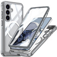 Puzdro pre Samsung Galaxy S25 FE, Shockproof, so sklom, pre MagSafe, sivé