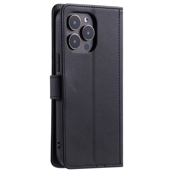Puzdro s chlopňou pre iPhone 16 Pro Max, Rhombus Crossbody Leather, čierne