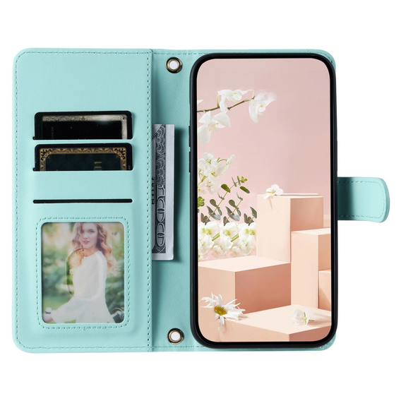 Puzdro s chlopňou pre Samsung Galaxy S25 Ultra, Rhombus Crossbody Leather, zelený