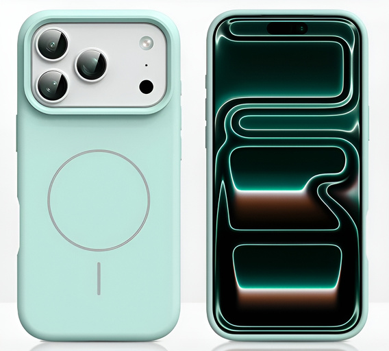 Silikónové puzdro pre iPhone 17 Pro, pre MagSafe, proti nárazom, zelené