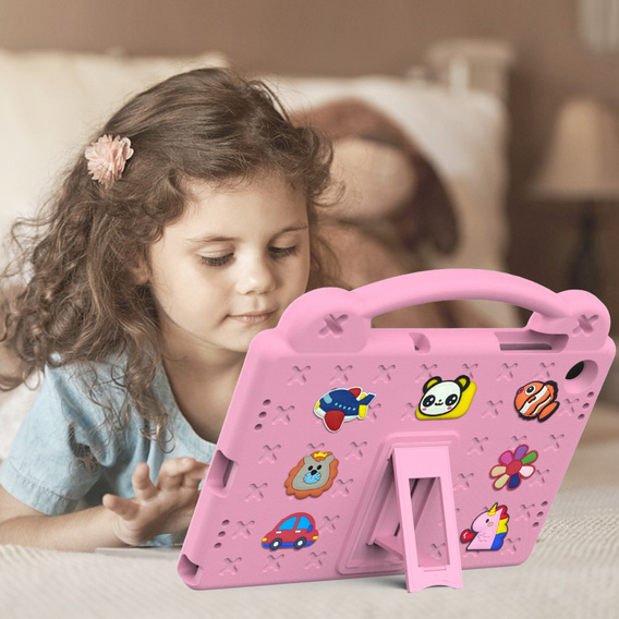 Detské puzdro pre Samsung Galaxy Tab A9+, Cute Patterns, so stojanom, ružové