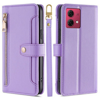 Klapkové puzdro pre Motorola Moto G84 5G, Wallet Zipper Pocket, fialové