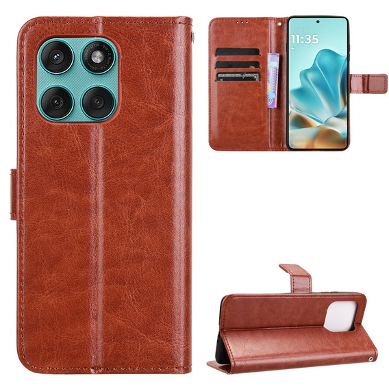 Klapkové puzdro pre Motorola Edge 60 / 60 Fusion, Crazy Horse Wallet, hnedé