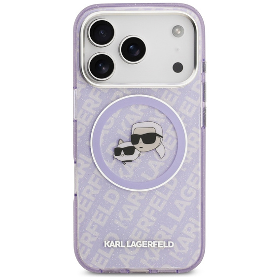 Karl Lagerfeld IML Glitter Karl & Choupette Heads Logo MagSafe puzdro pre iPhone 17 Pro