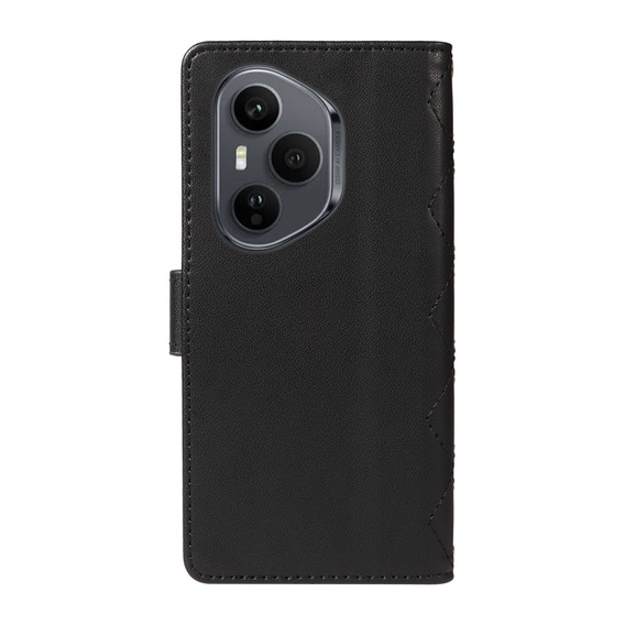 Puzdro s chlopňou pre Honor 400 Pro 5G, Crossbody Leather Wallet, čierne