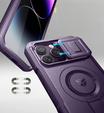 Obrnené puzdro pre iPhone 14 Pro Max, Dexnor CamProtect MagSafe, fialové (dva rámčeky)