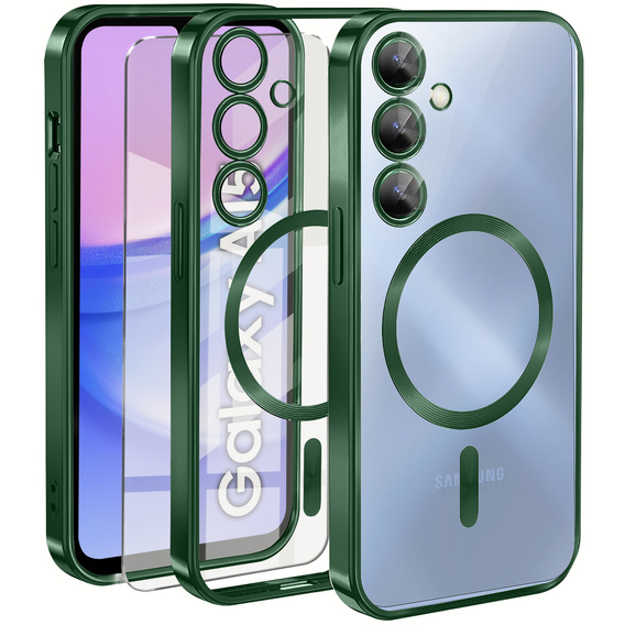 Puzdro pre Samsung Galaxy A15 4G/5G, Electro MagSafe, zelený + sklo na displej