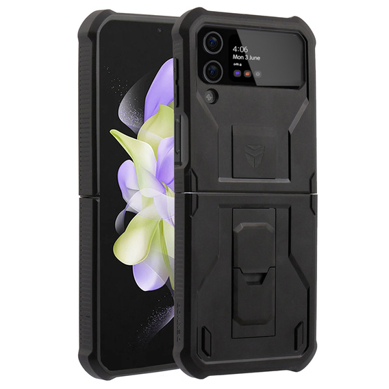 Pancierované puzdro pre Samsung Galaxy Z Flip 4 5G, Dexnor Clip Holder, čierne