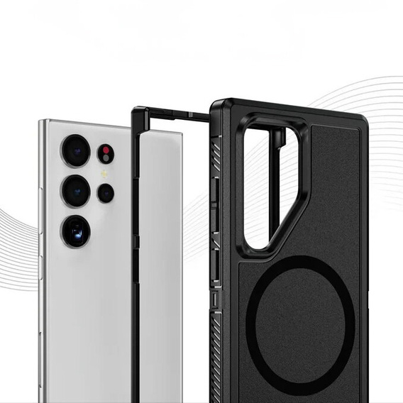 Puzdro s rámom pre Samsung Galaxy S24 Ultra, pre MagSafe, čierne