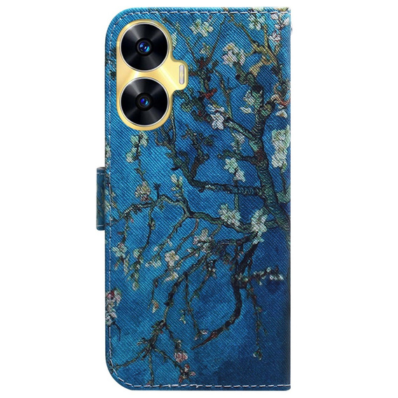 Klapkové puzdro pre Realme C55, Wallet, Cherry blossom, modré