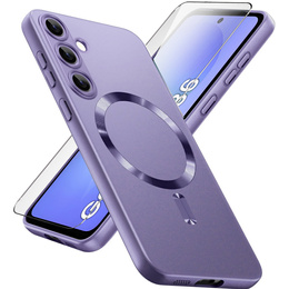 Puzdro pre Samsung Galaxy A36, ColorMag, pre MagSafe, fialové + tvrdené sklo 9H