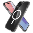 Puzdro MagSafe Spigen pre iPhone 15, Ultra Hybrid, transparentné / biele + tvrdené sklo 9H