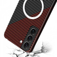 Obal na mobil pre Samsung Galaxy S23, Magsafe Slim Carbon, čierna / červená
