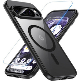Puzdro pre Google Pixel 9 Pro, pre MagSafe, ERBORD Matt Case, čierny + sklo na displej